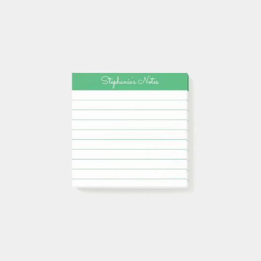 Post-it® Simplement Élégant Vert Personnalisé Ligné (Devant)