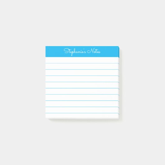 Post-it® Simplement Moderne Bleu Ciel Personnalisé Ligné (Devant)