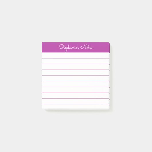 Post-it® Simplement Moderne Rose Foncé Personnalisé Ligné (Devant)