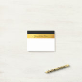 Post-it® Simples et élégantes bandes blanches noires et d'o (Sur un bureau)