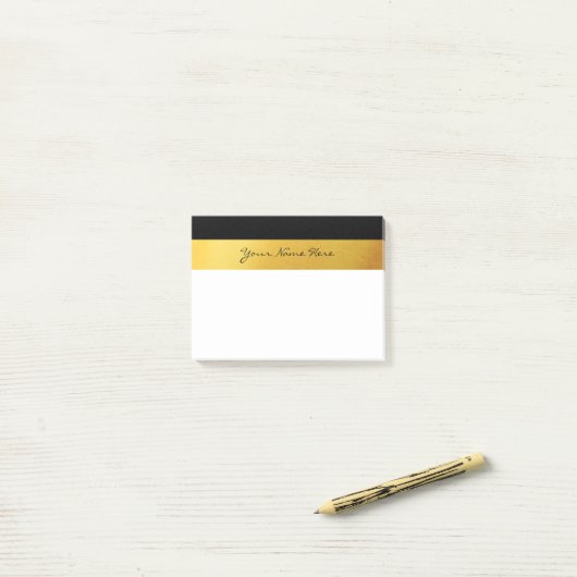 Post-it® Simples et élégantes bandes blanches noires et d'o (Sur un bureau)