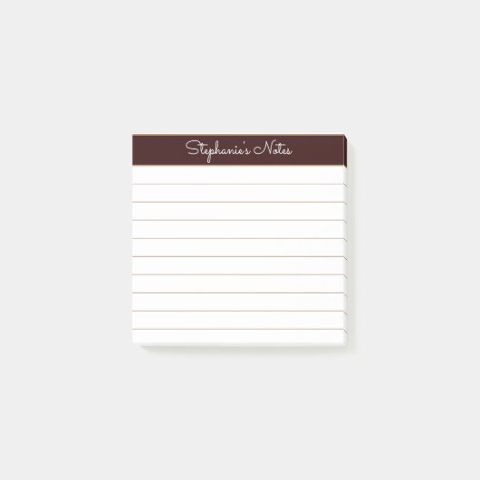 Post-it® Simply Modern Chocolate Brown Personalized Lined (Devant)
