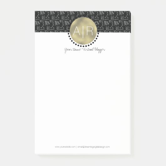Post-it® Simuler un monogramme tribal moderne en aluminium (Devant)