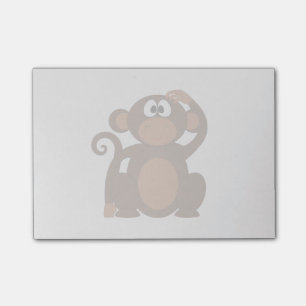 Post-it® Singe Brown tiré de bande dessinée rayant la tê