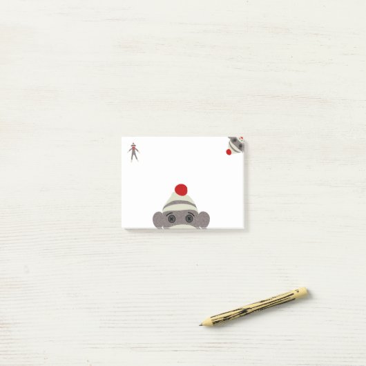Post-it® Singe de chaussette (Sur un bureau)