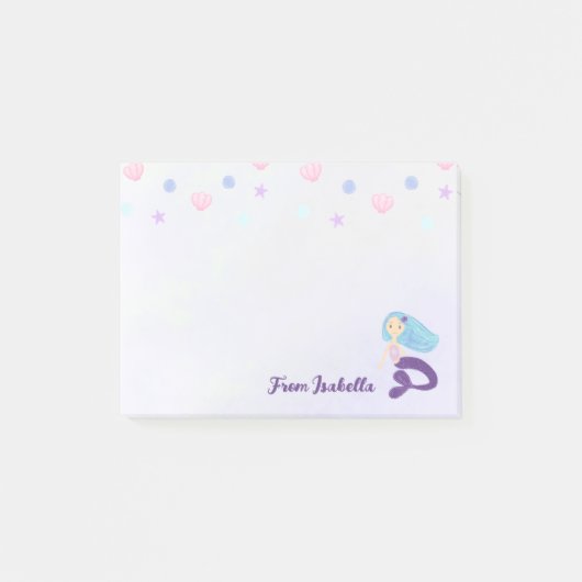 Post-it® Sirène Princesse Pastel Turquoise et Violet (Devant)