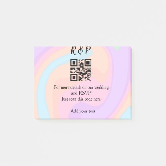 Post-it® site web mariage rsvp q r code ajouter nom texte (Devant)