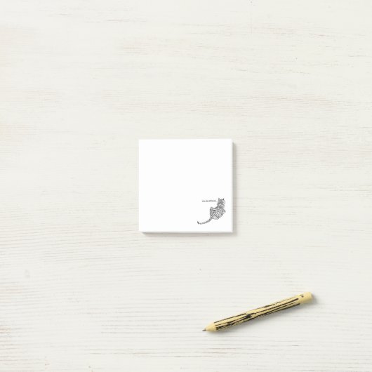 Post-it® Sitting Tiger composé de Black Scribbles (Sur un bureau)