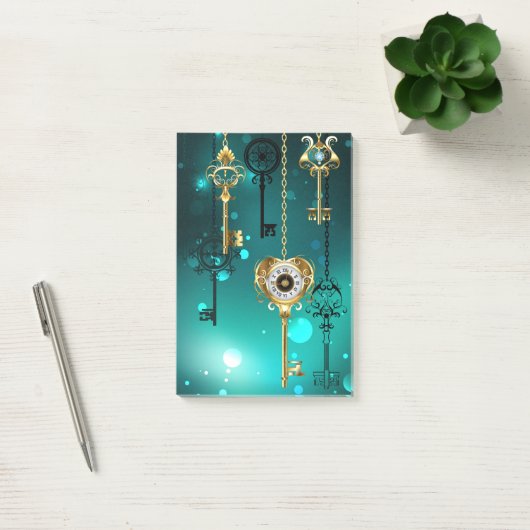 Post-it® Skeleton Keys on Green Background (Bureau)