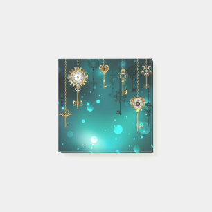 Post-it® Skeleton Keys on Green Background