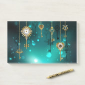 Post-it® Skeleton Keys on Green Background (Sur un bureau)