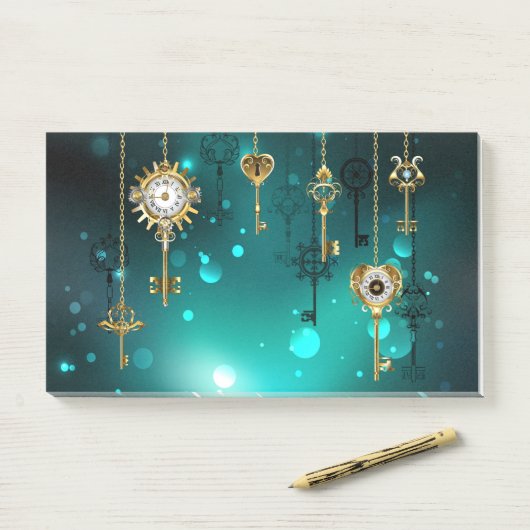 Post-it® Skeleton Keys on Green Background (Sur un bureau)