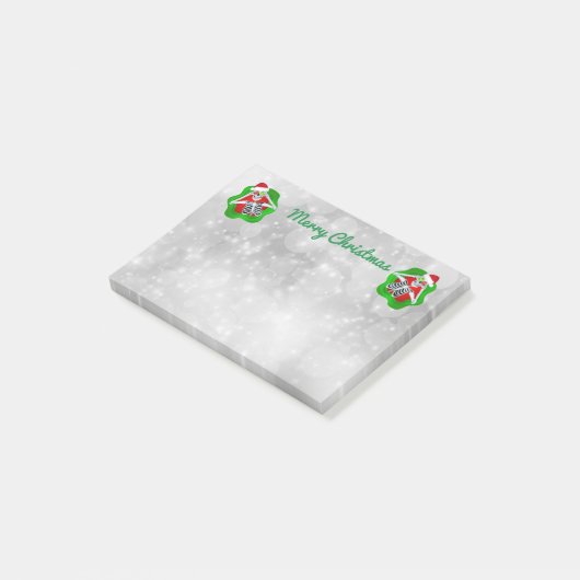 Post-it® Skeletons de Noël Rouge Vert éclaboussures Blanc (Incliné)