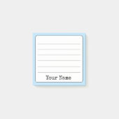 Post-it® Sky Blue Retro Ajouter Votre Nom Lined (Devant)