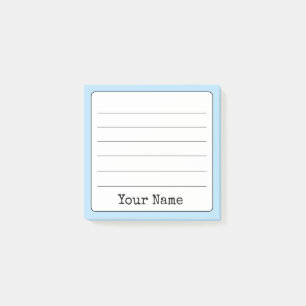 Post-it® Sky Blue Retro Ajouter Votre Nom Lined