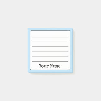 Post-it® Sky Blue Retro Ajouter Votre Nom Lined