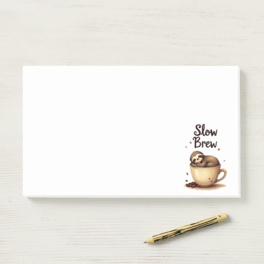 Post-it® Slow Brew Coffee Sloth (Sur un bureau)