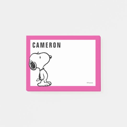 Post-it® Snoopy Black & Magenta | Ajoutez votre nom (Devant)