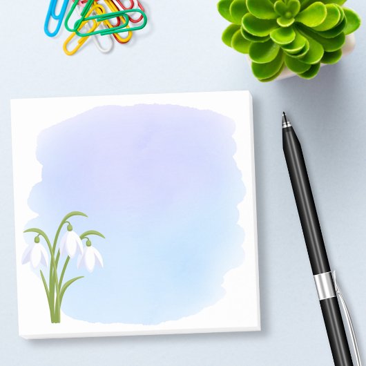 Post-it® Snowdrops - Fleurs de printemps sur aquarelle bleu