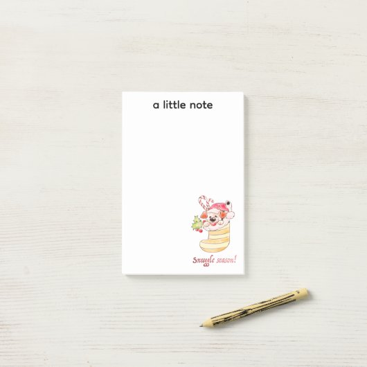 Post-it® Snuggle Season Puppy in Stocking (Sur un bureau)
