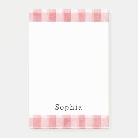 Post-it® Soft Girly Pink White Plaid Stripes (Devant)