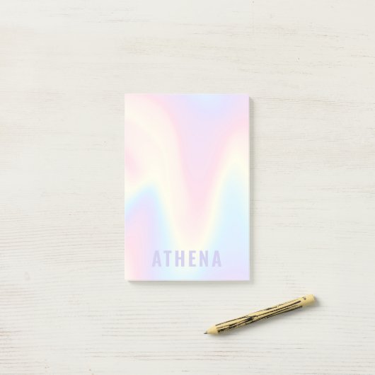Post-it® Soft pastel nom arc-en-ciel tendance moderne minim (Sur un bureau)