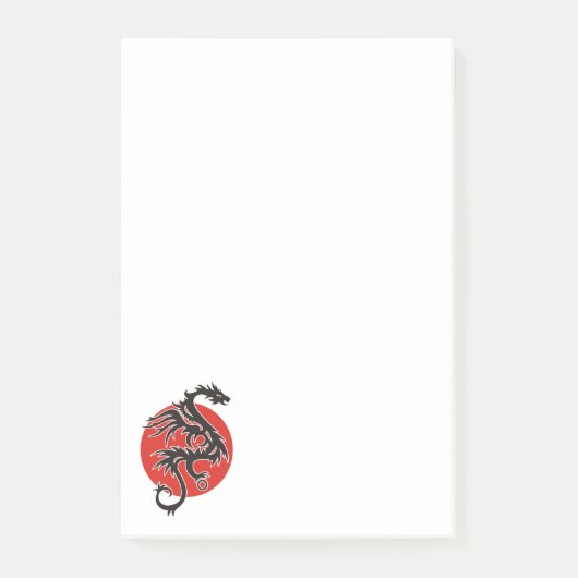 Post-it® Soleil dragon - blanc noir rouge + vos idées (Devant)
