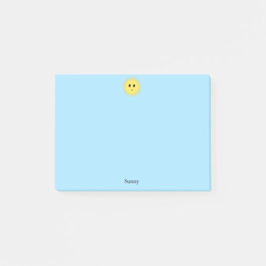 Post-it® Soleil heureux mignon sur fond bleu clair (Devant)