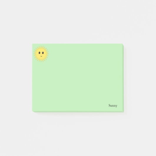 Post-it® Soleil heureux mignon sur fond vert clair (Devant)
