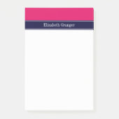 Post-it® Solid Raspberry, Navy Blue Ribbon Nom monogram (Devant)