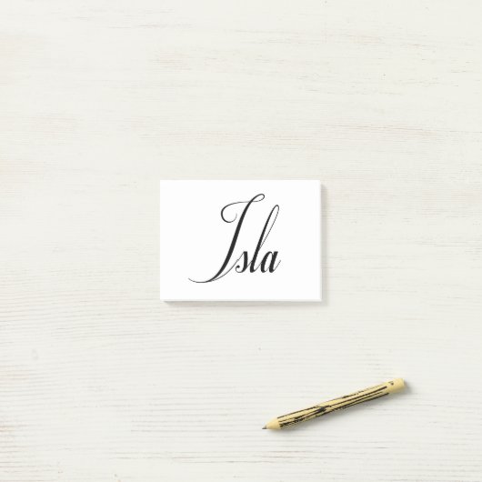Post-it® Son nom est Isla Calligraphy (Sur un bureau)