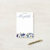 Post-it® Sophistiqué Floral Custom Navy Dusty Blue (Sur un bureau)
