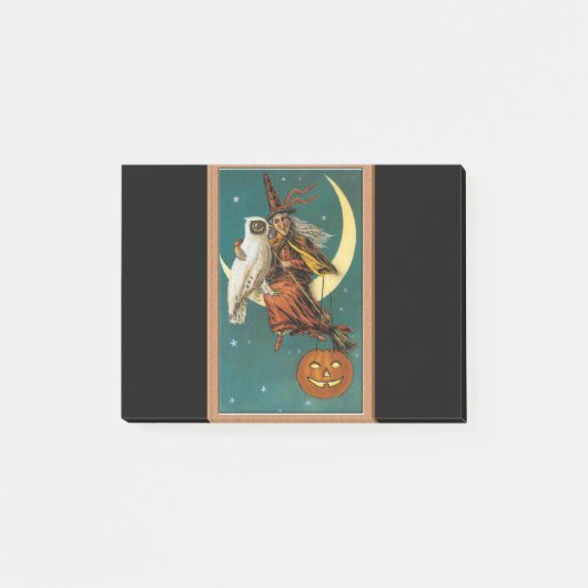Post-it® Sorcier et hibou nostalgiques de joyeux Halloween (Devant)
