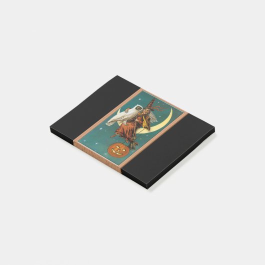 Post-it® Sorcier et hibou nostalgiques de joyeux Halloween (Incliné)