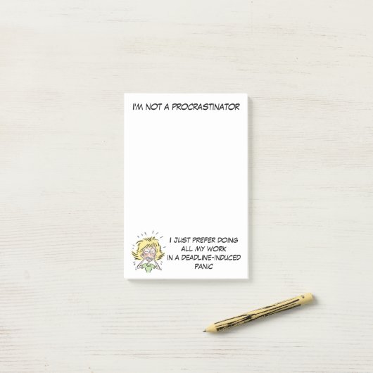 Post-it® Soumis à une contrainte Procrastinator drôle de (Sur un bureau)