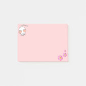 Post-it® Souris blanc et fleurs roses sur rose (Devant)
