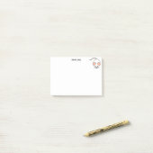 Post-it® Souris blanche mignonne & calligraphie (Sur un bureau)