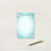 Post-it® Souris blanches mignonnes sur fond turquoise et li (Sur un bureau)