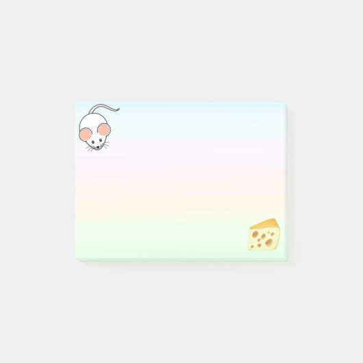 Post-it® Souris et fromage blancs mignons aux couleurs past (Devant)
