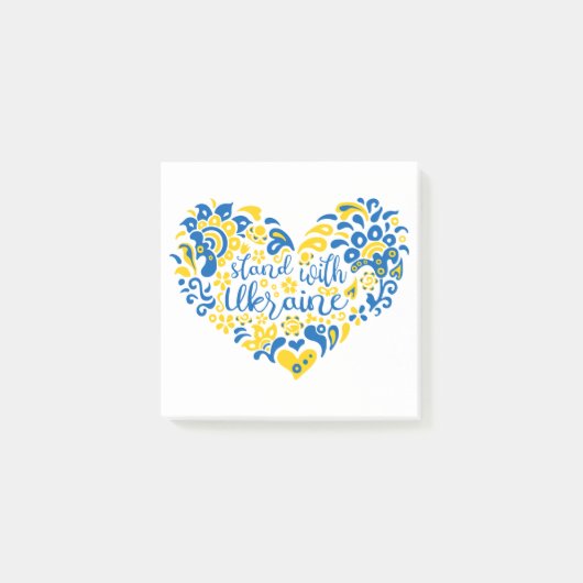 Post-it® Soyez avec l'Ukraine lettrage et coeur (Devant)