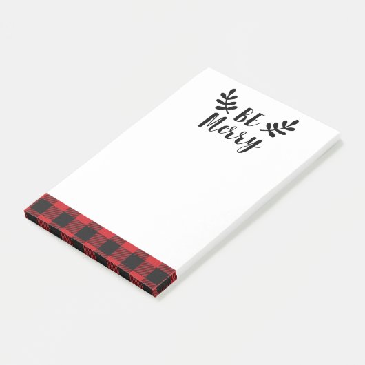 Post-it® Soyez Joyeux Buffalo Script Moderne Plaid (Incliné)