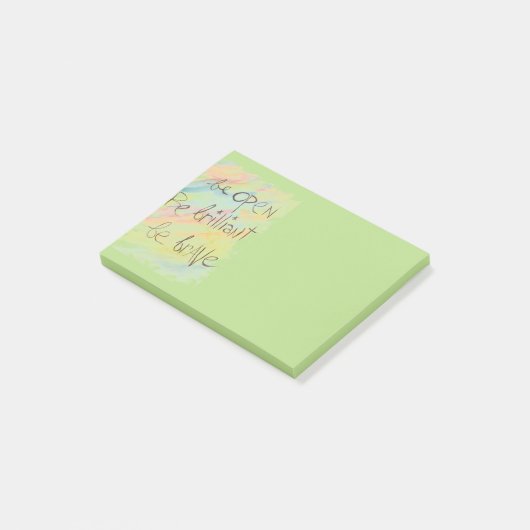 Post-it® "Soyez ouvert * soyez brillant * soit" les notes (Incliné)