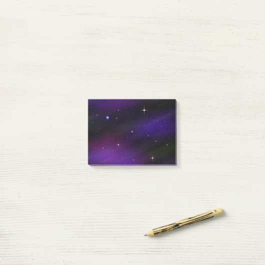 Post-it® Spacescape With Planètes and Stars (Sur un bureau)