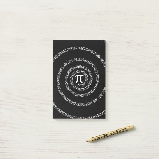 Post-it® Spirale pour numéros Pi sur noir (Sur un bureau)