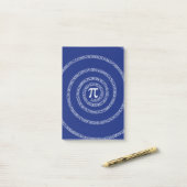 Post-it® Spirale typographique pour Pi sur bleu marine (Sur un bureau)