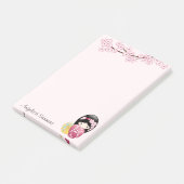 Post-it® Spring Kokeshi Doll mignonne Geisha Girl rose (Incliné)