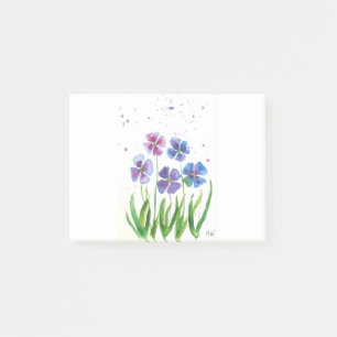 Post-it® Spring purple blue flowers watercolor