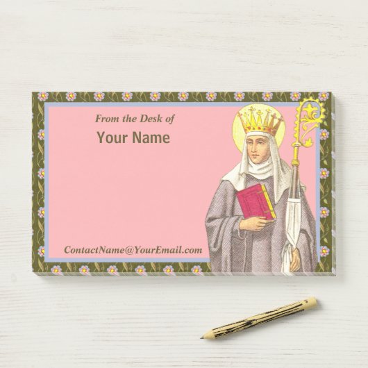 Post-it® St. Audrey (Etheldreda) (P 003) 10"x6" (Sur un bureau)