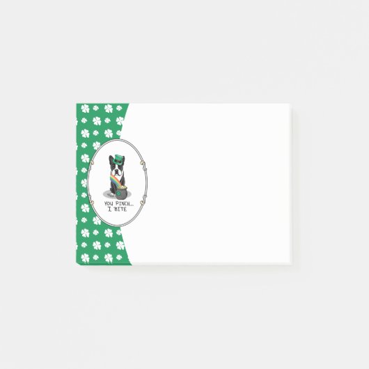 Post-it® St. Patrick's Day Boston Terrier Dog (noir) mignon (Devant)