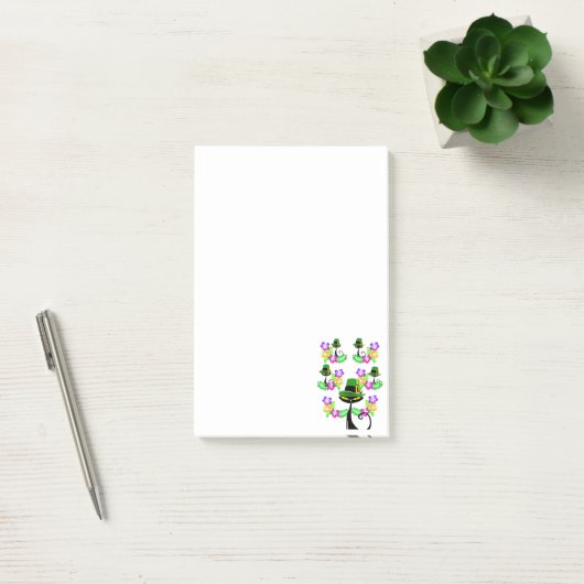 Post-it® St. Patrick's Day Post it Notes Chat floral (Bureau)